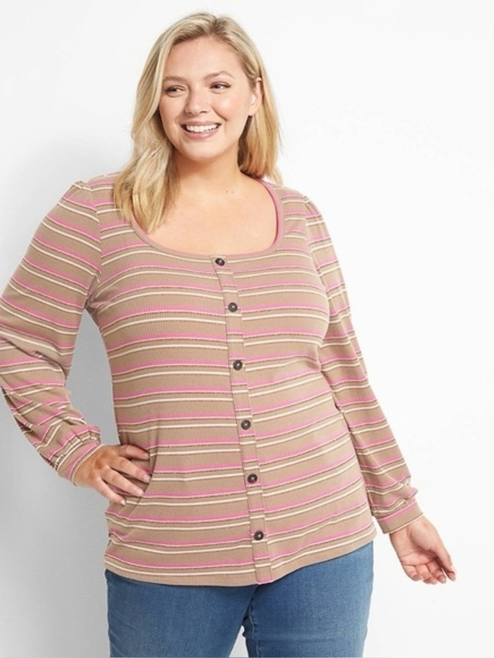 NWOT Lane Bryant Striped Ribbed Long Sleeve Shirt 22/24